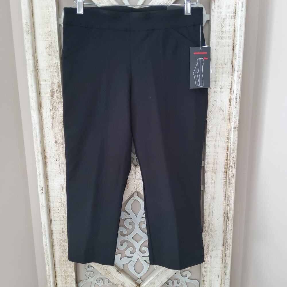 Briggs Women's Comfort Waistband Pull-on Wide Elastic Waist Capri Pants in Black